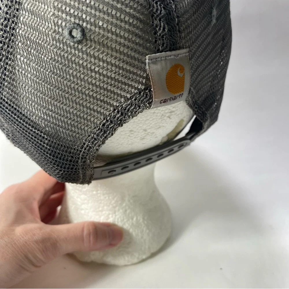 Carhartt Canvas Gray Mesh-Back Trucker Style Embroidered Logo Snapback - Unisex